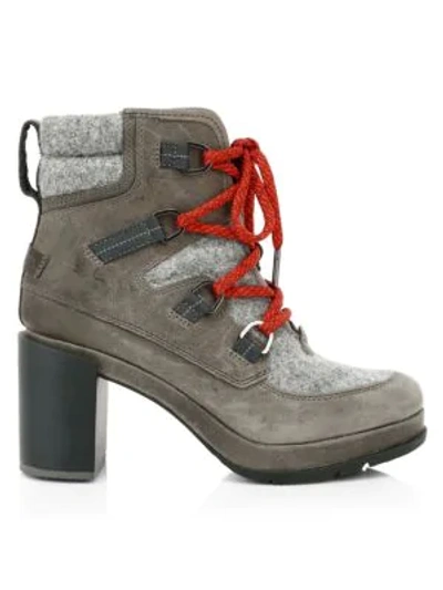 Shop Sorel Blake Lace-up Leather & Felt Hiking Boots In Quarry