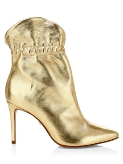 Shop Schutz Women's Dira Metallic Leather Ankle Boots In Gold