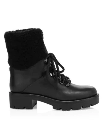 Shop Aquatalia Women's Jamie Shearling & Leather Hiking Boots In Black