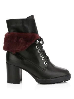 combat boots with fur trim