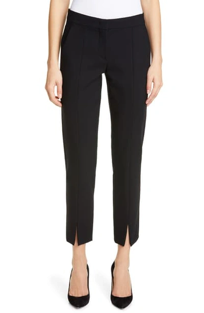 Shop Max Mara Sassari Front Slit Stretch Wool Pants In Black