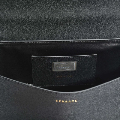 Shop Versace Tribute Icon Small Shoulder Bag In Black Calfskin