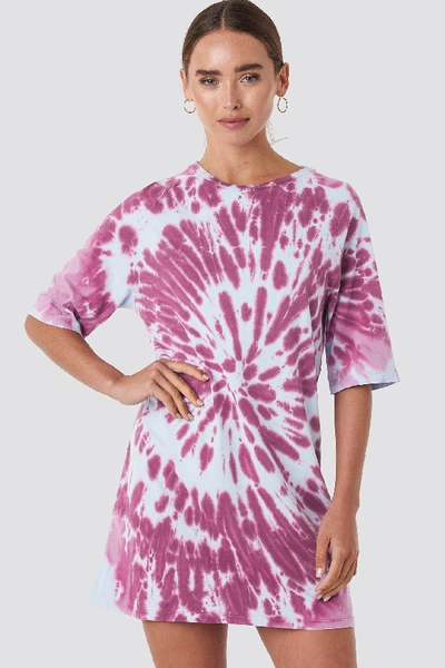 Shop Na-kd Oversized Tie Dye T-shirt Dress - Purple