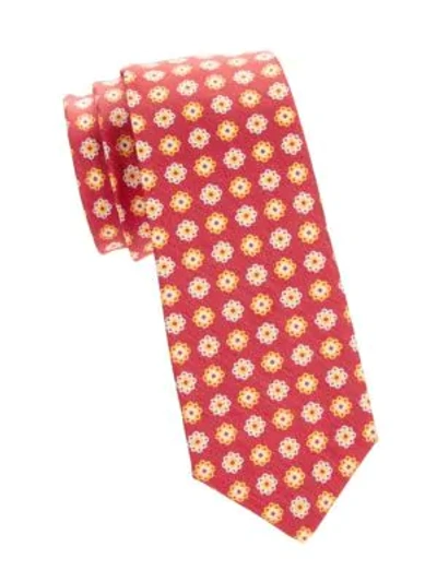 Shop Kiton Floral Silk Blend Tie In Red
