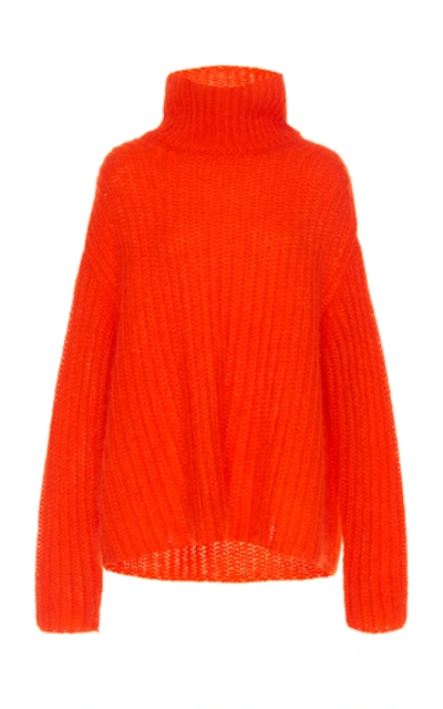 Shop Marni Mohair-blend Turtleneck Sweater In Red