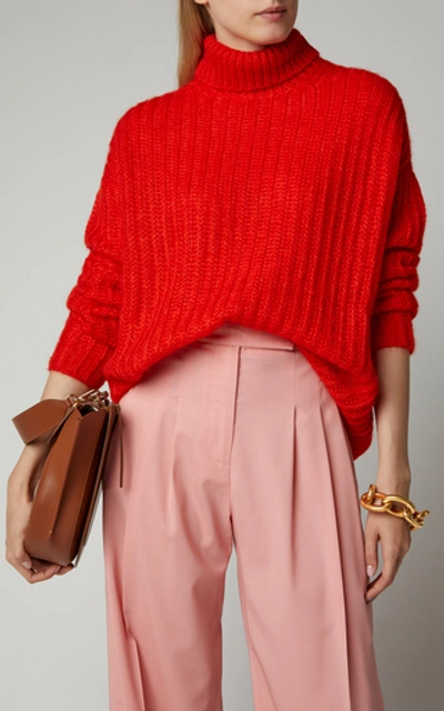 Shop Marni Mohair-blend Turtleneck Sweater In Red