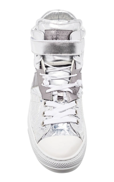 Shop Maison Margiela Evolution Metallic Leather Sneakers In Silver