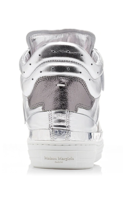 Shop Maison Margiela Evolution Metallic Leather Sneakers In Silver