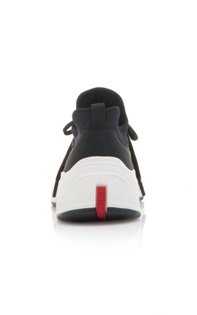 Shop Prada Mesh And Neoprene Sneakers In Black