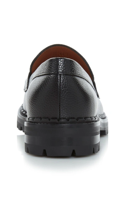 Shop Lanvin Pebble-grain Leather Penny Loafers In Black