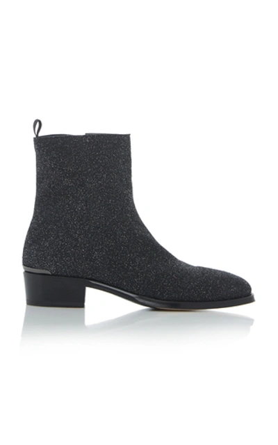 Shop Alexander Mcqueen Glittered Leather Chelsea Boots In Black