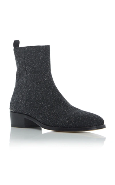 Shop Alexander Mcqueen Glittered Leather Chelsea Boots In Black