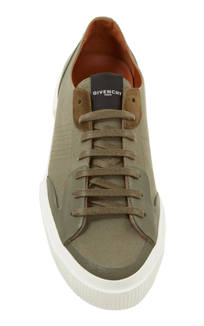 Shop Givenchy Tennis Canvas Sneakers In Green