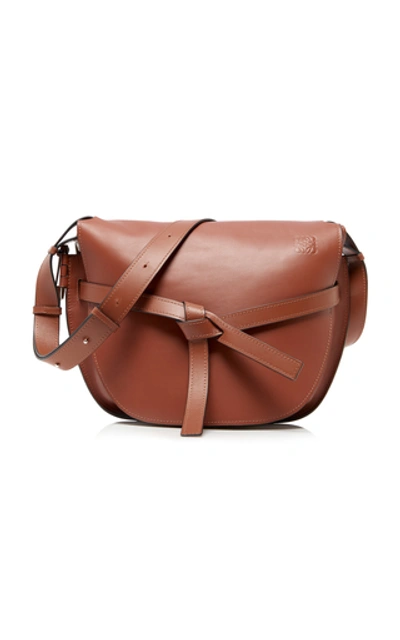 Shop Loewe Gate Leather Shoulder Bag In Brown
