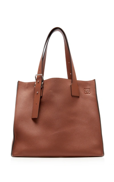 Shop Loewe Textured-leather Tote Bag In Brown