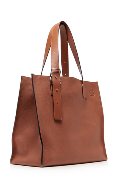 Shop Loewe Textured-leather Tote Bag In Brown