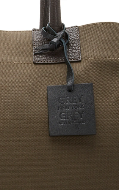 Shop Grey New York Grey New England New England Panama Leather-trimmed Canv In Green