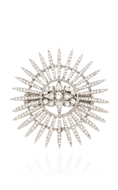 Shop Oscar De La Renta Crystal-embellished Hair Clip In Silver