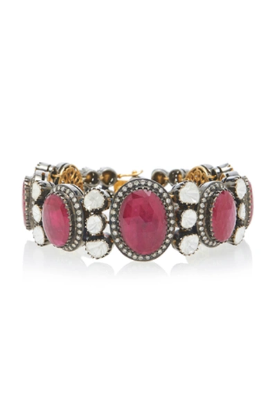 Shop Amrapali Ruby And Diamond Bracelet In Red