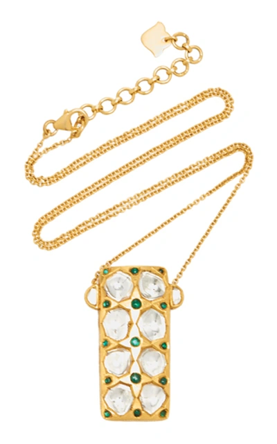 Shop Amrapali Big Gemstone Necklace In Gold
