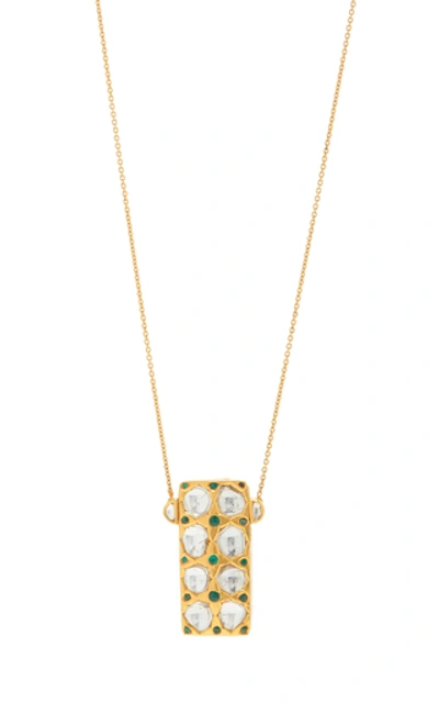 Shop Amrapali Big Gemstone Necklace In Gold