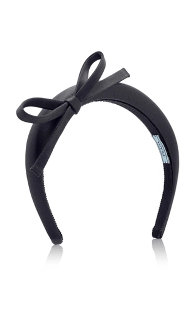 Shop Prada Embellished Silk-satin Headband In Black