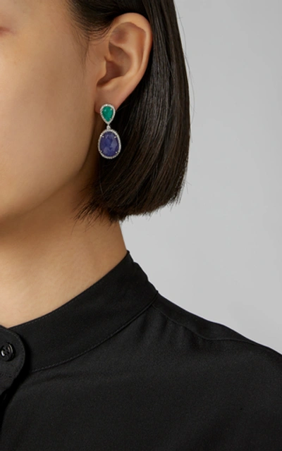 Shop Amrapali Emerald And Tanzanite Drop Earrings In Multi
