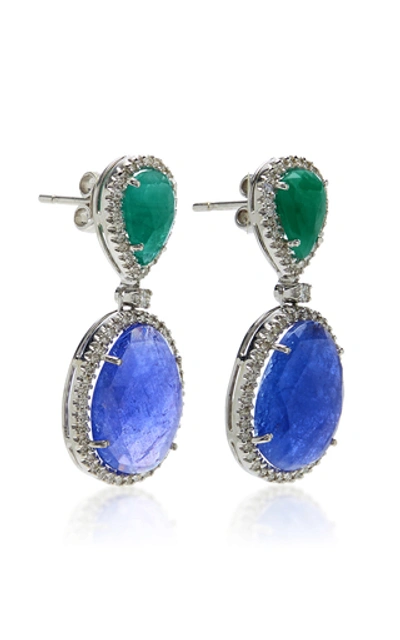 Shop Amrapali Emerald And Tanzanite Drop Earrings In Multi