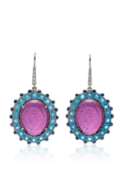 Shop Amrapali Ruby And Sapphire Earrings In Multi