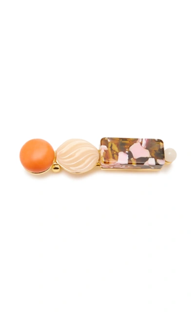 Shop Lele Sadoughi Stacked Stone And Acetate Barrette In Multi