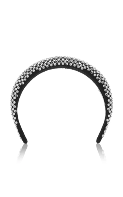 Shop Prada Crystal-embellished Silk-satin Headband In Silver