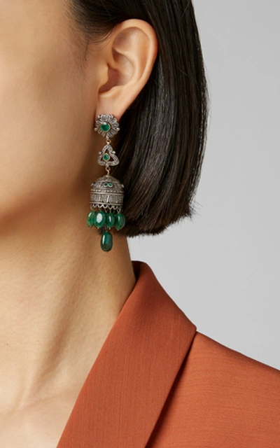 Shop Amrapali Multi Stone Drop Earrings In Green