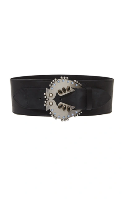Shop Isabel Marant Wanda Embellished Leather Belt In Black
