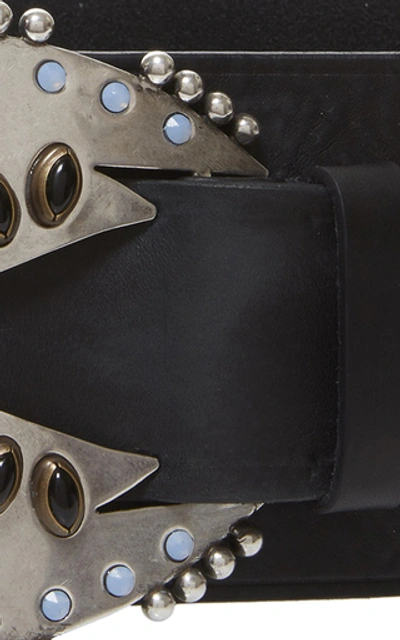 Shop Isabel Marant Wanda Embellished Leather Belt In Black