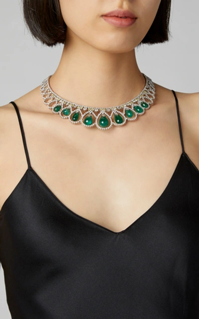 Shop Amrapali Emerald And Diamond Necklace In Multi