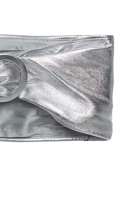 Shop Attico Lamé Leather Belt In Silver