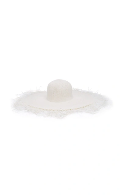 Shop Jacquemus Le Chapeau Riviera Frayed Straw Hat In White