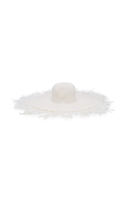Shop Jacquemus Le Chapeau Riviera Frayed Straw Hat In White