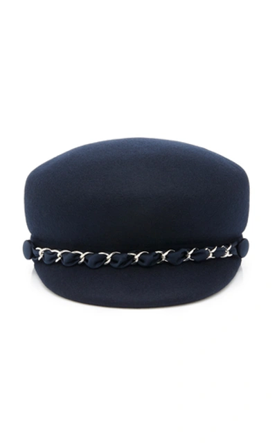 Shop Eugenia Kim Sabrina Wool-felt Cap In Navy