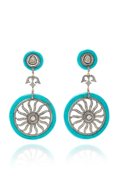 Shop Amrapali Diamond Wheel Earrings In Blue