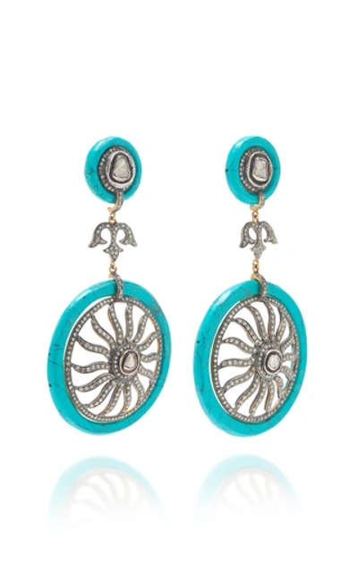 Shop Amrapali Diamond Wheel Earrings In Blue