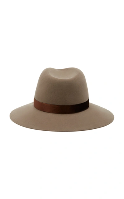 Shop Eugenia Kim Georgina Velvet-trimmed Wool-felt Fedora In Brown