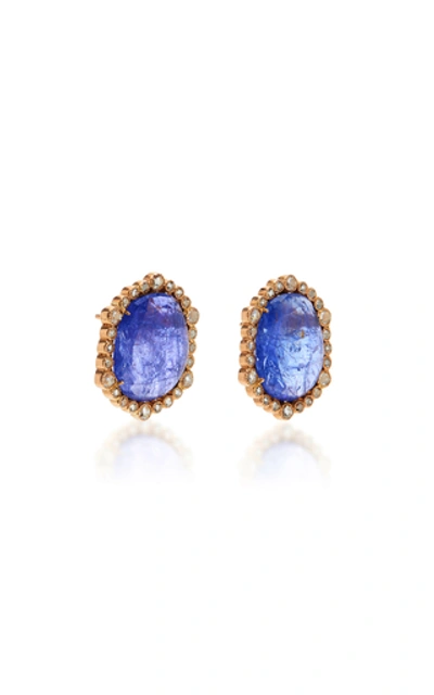 Shop Amrapali Tanzanite And Diamond Rose-cut Earrings In Blue