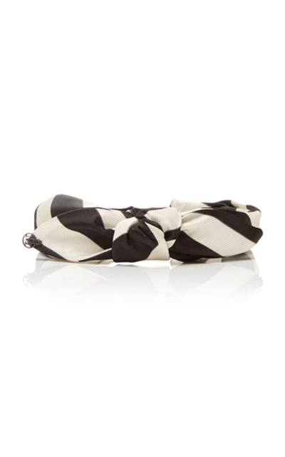 Shop Maison Michel Sienna Striped Satin Headband In Black/white