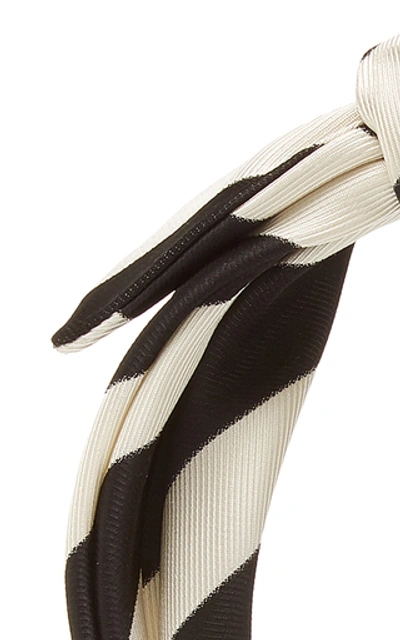 Shop Maison Michel Sienna Striped Satin Headband In Black/white