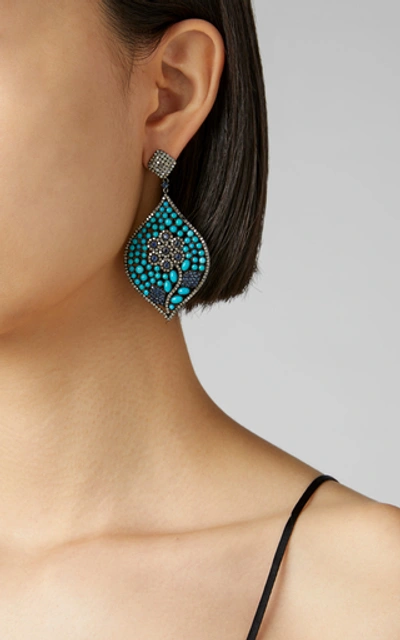 Shop Amrapali Flower Drop Earrings In Blue