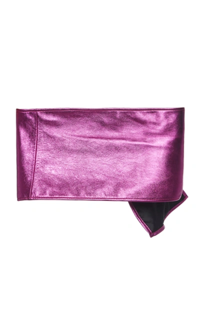 Shop Attico Lamé Leather Belt In Pink
