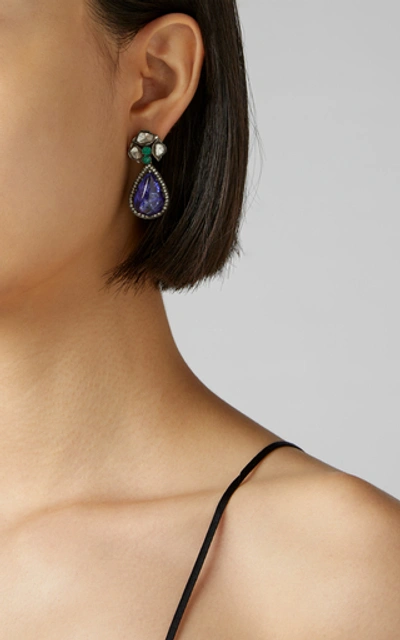 Shop Amrapali Multi Stone Blue Drop Earrings In Purple