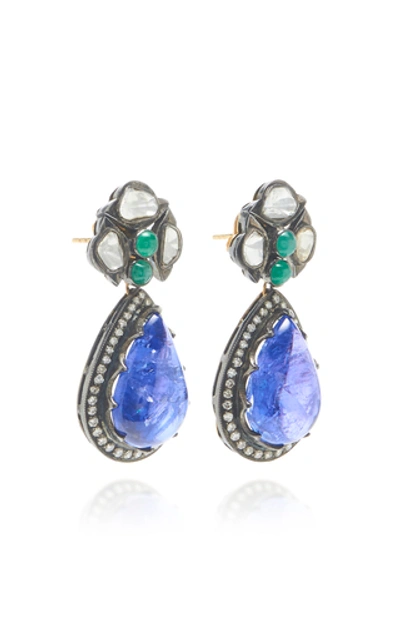 Shop Amrapali Multi Stone Blue Drop Earrings In Purple