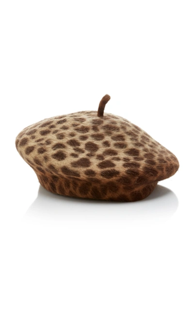 Shop Eugenia Kim Dionne Printed Fur Beret In Brown